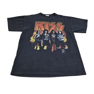 Rare 1996 Kiss Rock Band Concert T Shirt Cronies Black Made In USA‎ sz XL Read